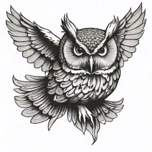owl flying tattoo design idea