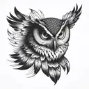 owl flying tattoo design idea