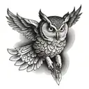 owl flying tattoo design idea