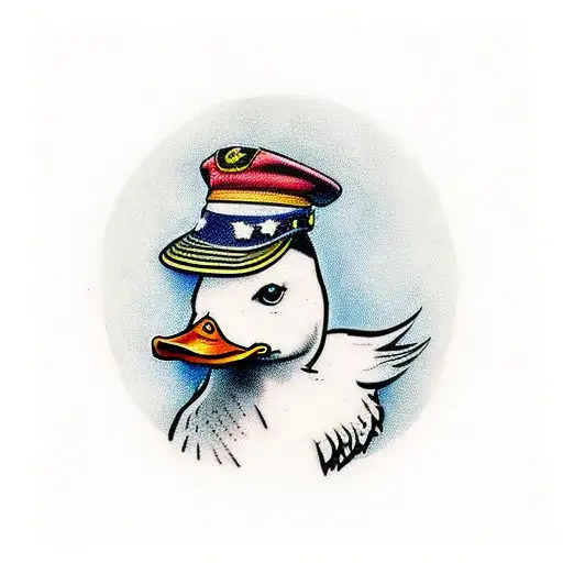 duck with a hat tattoo design idea