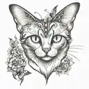 cat, butterfly, heart shape tattoo design idea