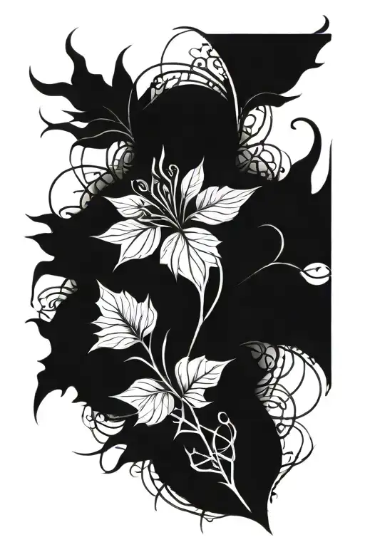 abstract plant design with dark gothic elements  tattoo design idea