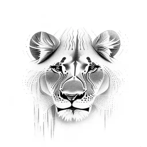 lioness 2 cubs tattoo design idea