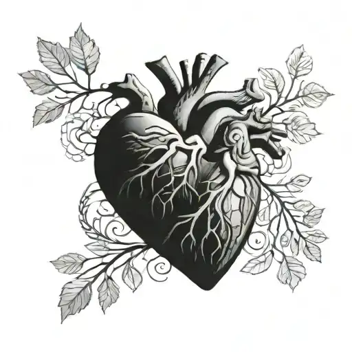 realistic misaligned anatomical heart tattoo design idea