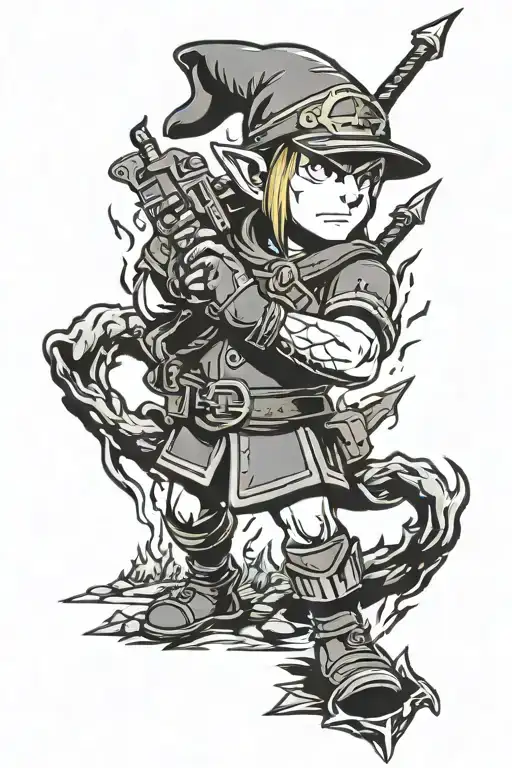 Zelda reinforce, fallout vault boy, dark souls bonfire tattoo design idea