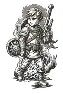 Zelda reinforce, fallout vault boy, dark souls bonfire tattoo design idea