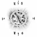 stairs to heaven with a clock, a deer head, Christmas tree and Luke 21:25 tattoo design idea