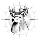 stairs to heaven with a clock, a deer head, Christmas tree and Luke 21:25 tattoo design idea