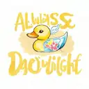 sunrise, rubber duck with saying always see the daylight tattoo design idea