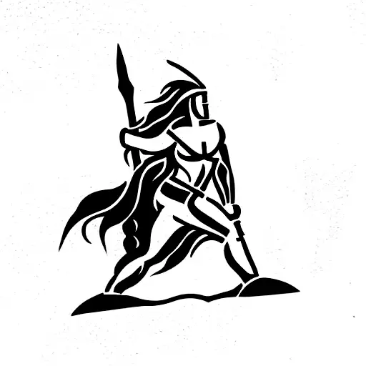 Woman spartan warrior  tattoo design idea