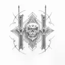 1999 written vertically in a gothic font with 13 and 13 on both sides in the middle and a sword underneath the 1999  tattoo design idea