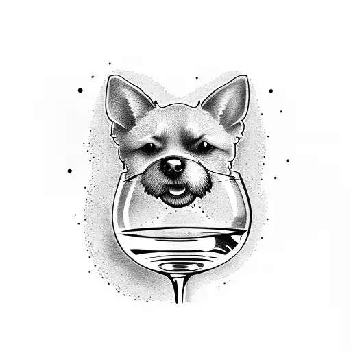 A tattoo of a dog and a cat sharing a glass of wine tattoo design idea