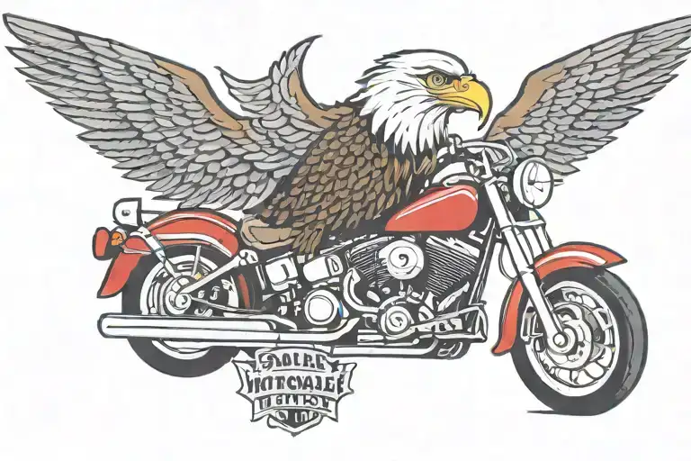 eagle and motorcycle and liquor store tattoo design idea