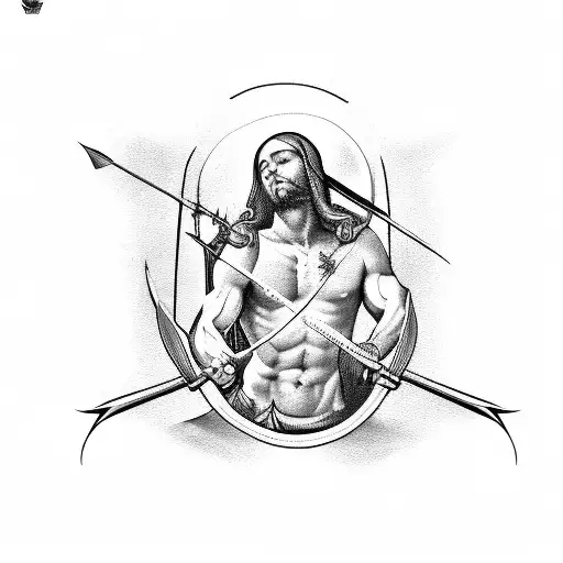 saint Sebastian arrows tattoo design idea