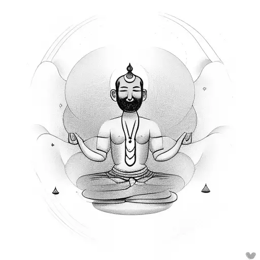 a yogi meditating, balancing mind and heart related with karma  tattoo design idea