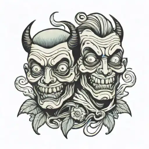 siamese twin head sewn franckenstein creepy monster tattoo design idea