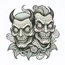 siamese twin head sewn franckenstein creepy monster tattoo design idea