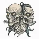 siamese twin head sewn franckenstein creepy monster tattoo design idea