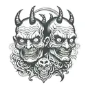 siamese twin head sewn franckenstein creepy monster tattoo design idea
