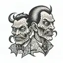 siamese twin head sewn franckenstein creepy monster tattoo design idea