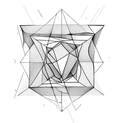 triangle and geometric lines. inside or around the shapes a tulip, crows and stu tattoo design idea