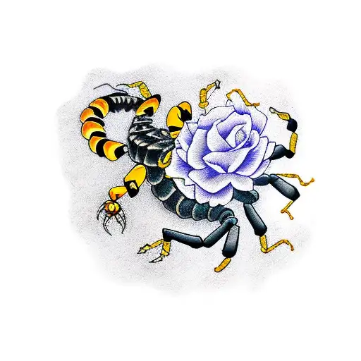 scorpion with roses tattoo design idea