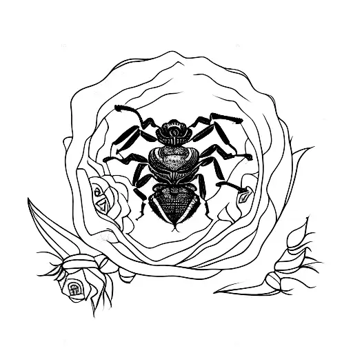 scorpion with roses tattoo design idea
