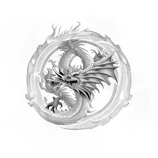 Dragon and phoenix in the shape of infinity tattoo design idea