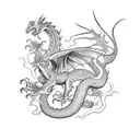 Dragon and phoenix tattoo design idea