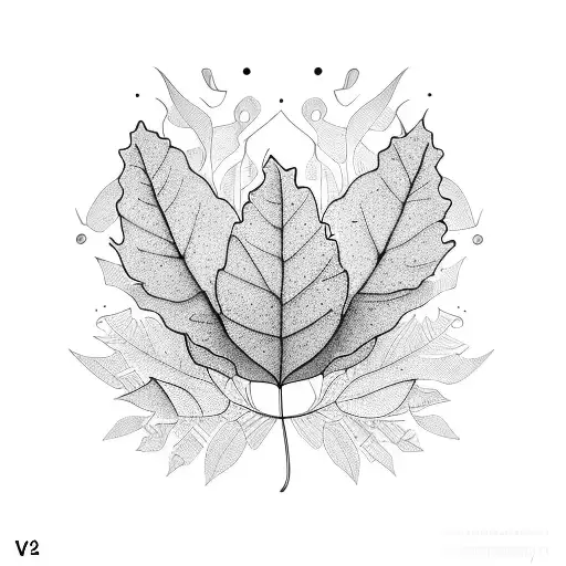 A box with a growing leaf, which cuts off at one line. Another leaf the continues the journey tattoo design idea