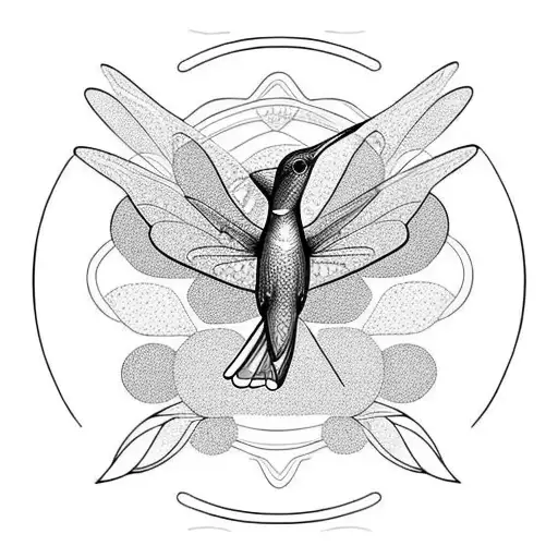 Hummingbird with a dragonfly in harmony tattoo design idea