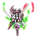 Dragon slayer neon samurai tattoo design idea