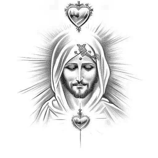 Jesus heart virgin mary tattoo design idea