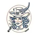 cowgirl gun tattoo design idea