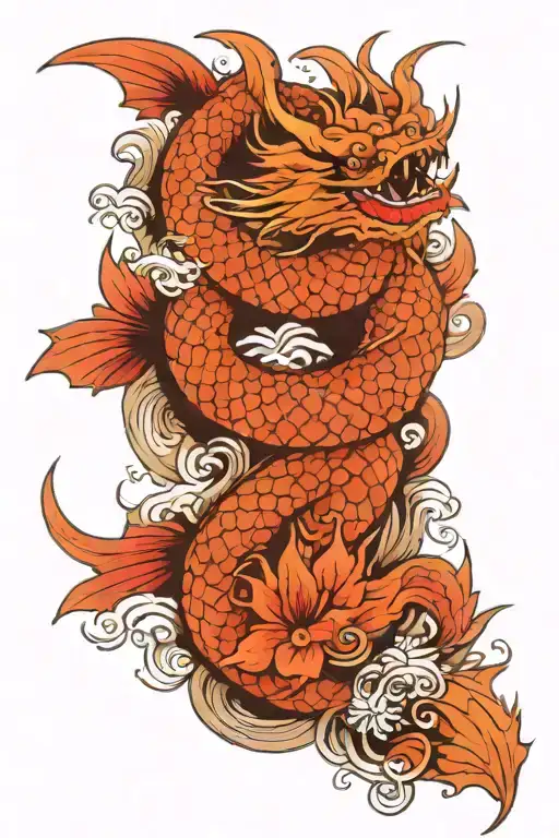 right sleeve tatoo featurng a japanese dragon, a koi carp and a yatagarasu tattoo design idea