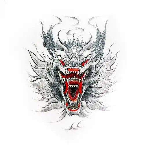 lobo dragón  tattoo design idea