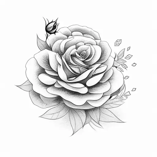 A beautiful lady head surrounded by blooming peonies and roses tattoo design idea