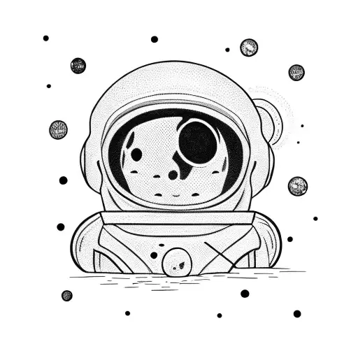 little astronaut sitting on the moon tattoo design idea