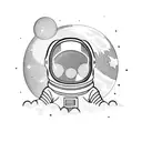 little astronaut sitting on the moon tattoo design idea