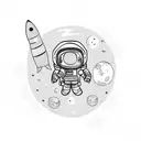 little astronaut sitting on the moon tattoo design idea
