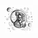 little astronaut sitting on the moon tattoo design idea