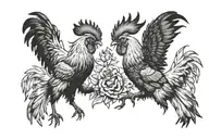 2 fighting roosters tattoo design idea