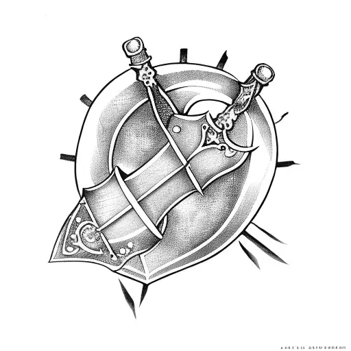 gothic heart on top of an anvil, with a broadsword being used as a hammer above it, with medieval overtones tattoo design idea
