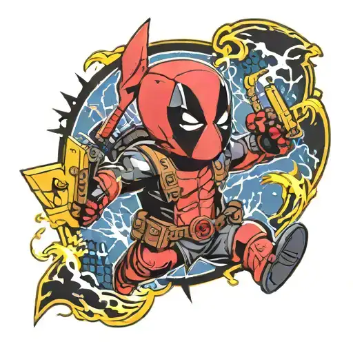 Deadpool pikachu and lightning tattoo design idea
