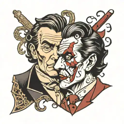 Jekyll and Hyde split tattoo design idea