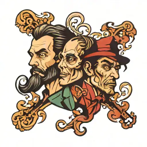 Jekyll and Hyde split same face tattoo design idea