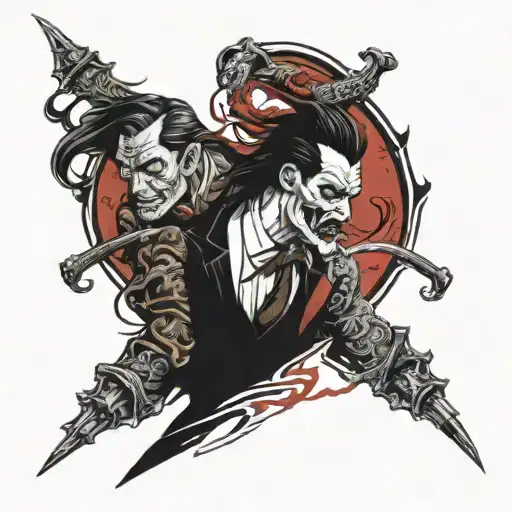 Jekyll and Hyde split tattoo design idea