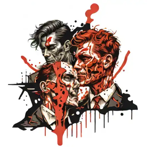 two face Gemini good and evil tattoo design idea