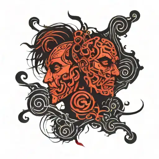 Jekyll and Hyde split same face tattoo design idea