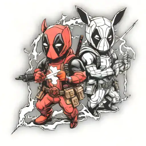 Deadpool pikachu and lightning tattoo design idea